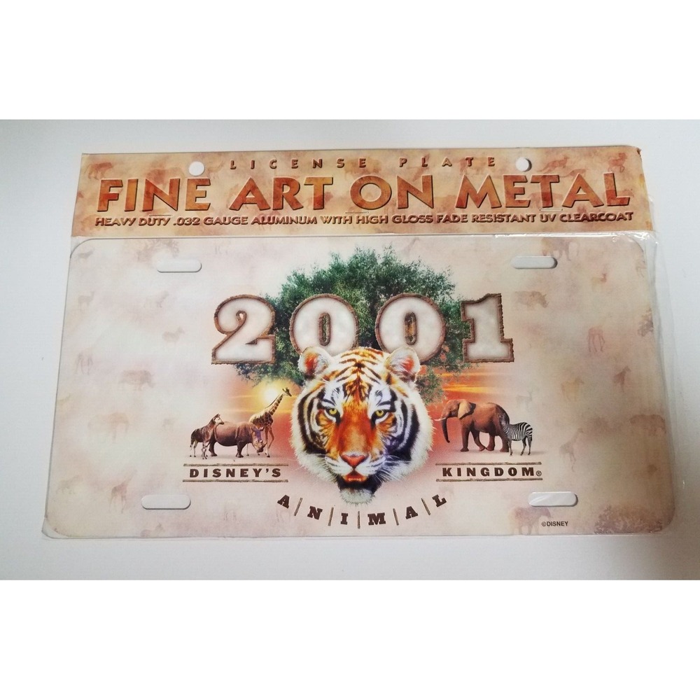Disney's Animal Kingdom 2001 Metal License Plate / Sign Sealed New Rare